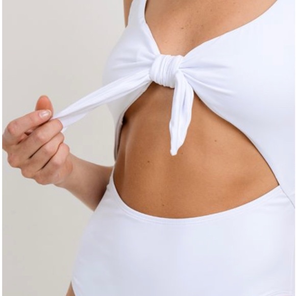 White Cutout One-Piece - Picture 3 of 7